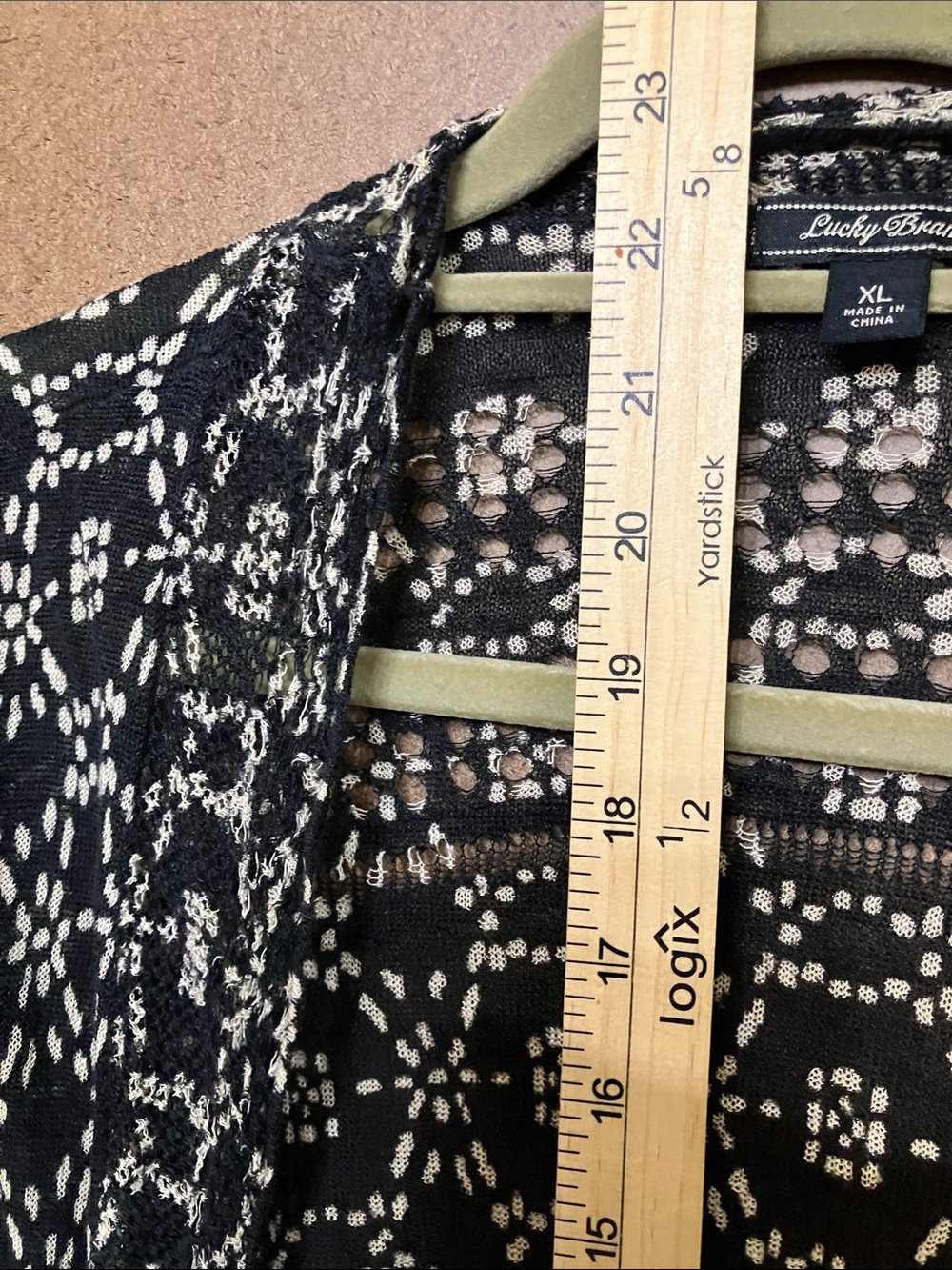 Lucky Brand Black and White Geometric Open-Front Cardigan - Picture 9 of 12